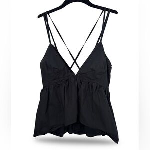 Serra by‎ Joie Rucker Black Strappy Top 100% cotton XS